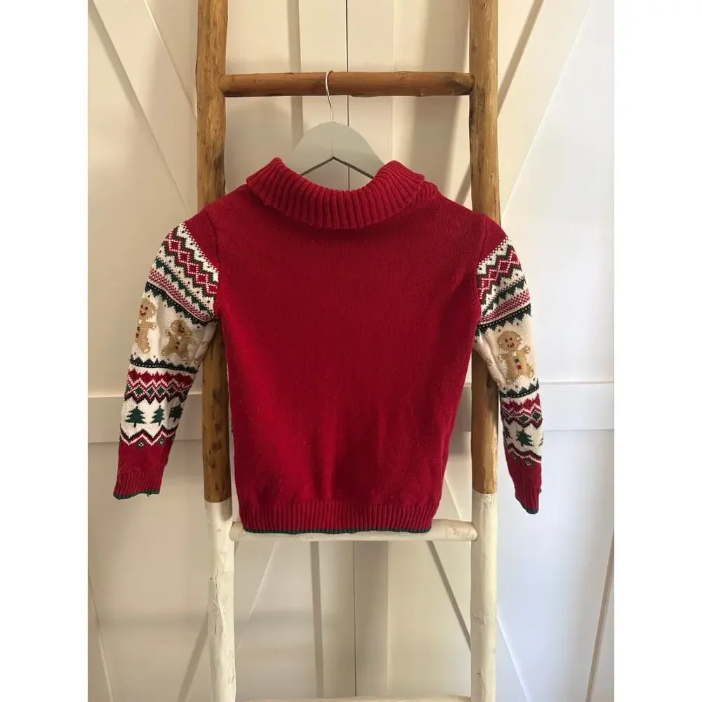 Gymboree Gingerbread Fairisle Cardigan Size 6 wooden buttons